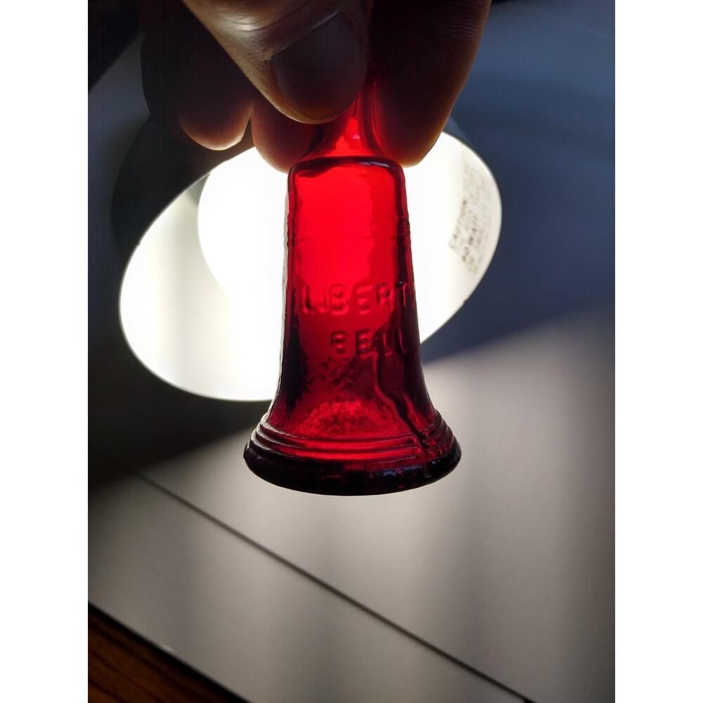 Wheaton Ruby Red Carnival Glass Bottle Liberty Bell PA Medicine 1970's Mini 3"
